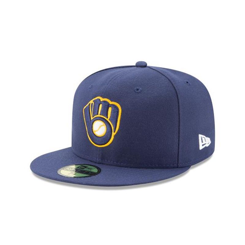 MLB Milwaukee Brewers Authentic Collection 59Fifty Fitted (AXG5159) - Blue New Era Caps